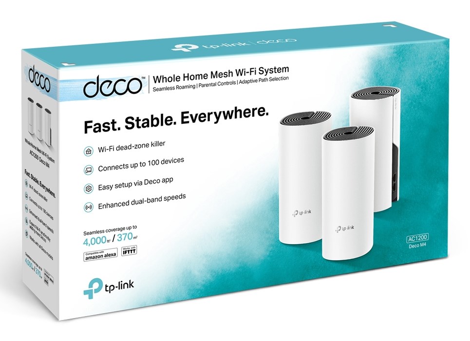 Access Point bezprzewodowy WiFi TP-LINK DECO M4 3-PACK (300 Mb/s - 802.11 b/g/n, 867 Mb/s - 802.11 a/n/ac)