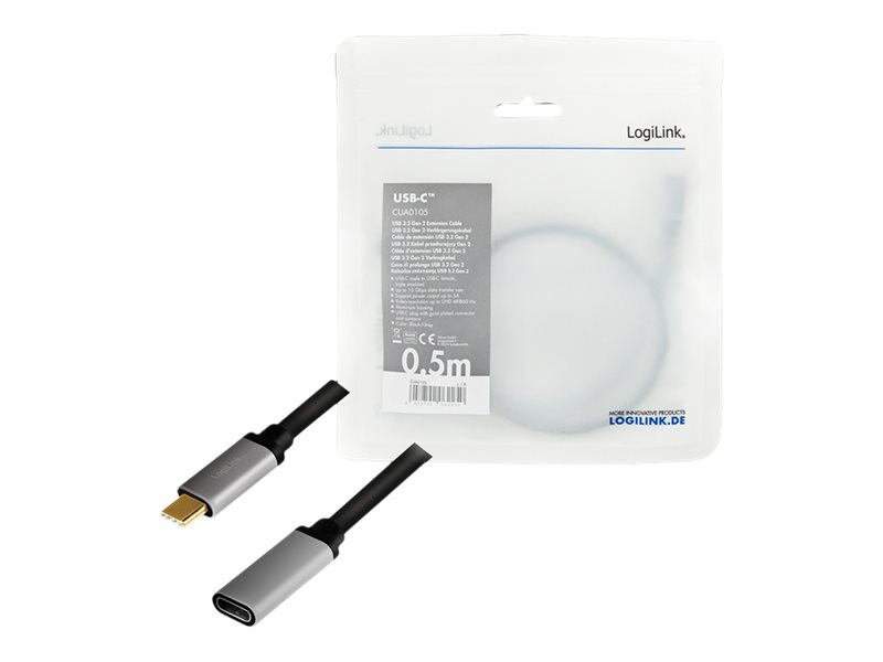 Kabel USB-C M/F,4K/60Hz aluminiowy 0.5m