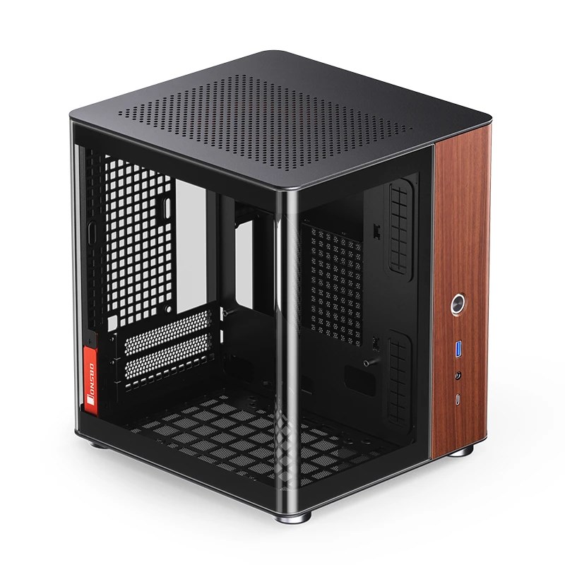 Obudowa PC Jonsbo TK-0, Mini-Tower, Mini-ITX, Tempered Glass, Holz - schwarz