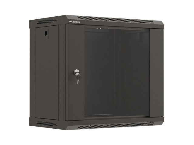 LANBERG SZAFA INSTALACYJNA RACK WISZĄCA 19" 9U 540X350 CZARNA DRZWI PRZESZKLONE (FLAT PACK)