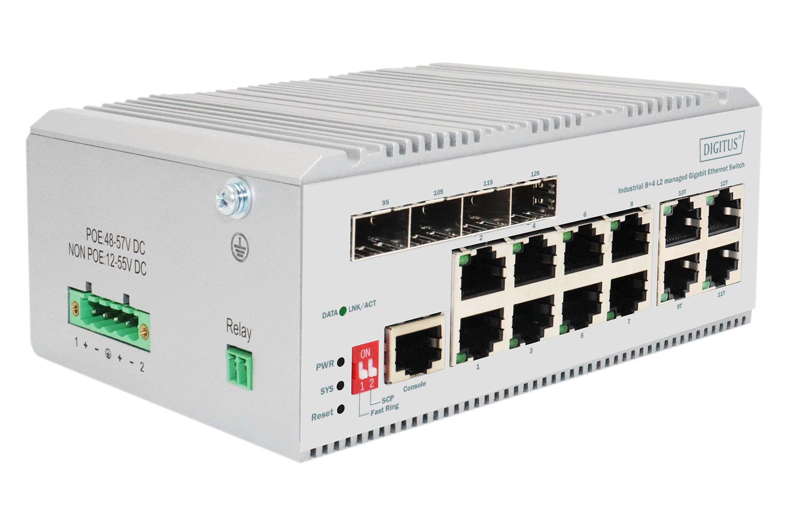 Przemysłowy przełącznik Ethernet 8+4 L2 zarządzalny