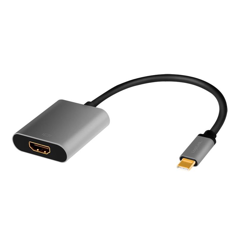 LOGILINK CUA0103 Adapter USB typu C C/M na HDMI 4K aluminium czarny/szary 0.15m
