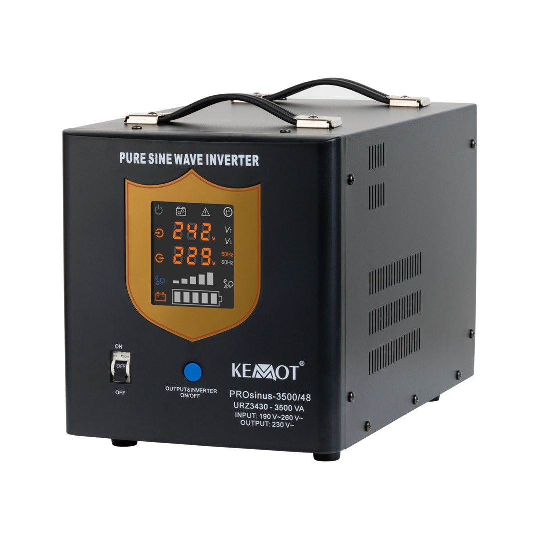 Zasilacz awaryjny KEMOT PROsinus-3500/48 przetwornica z czystym przebiegiem sinusoidalnym i funkcją ładowania 48V 230V 3500VA/2400W