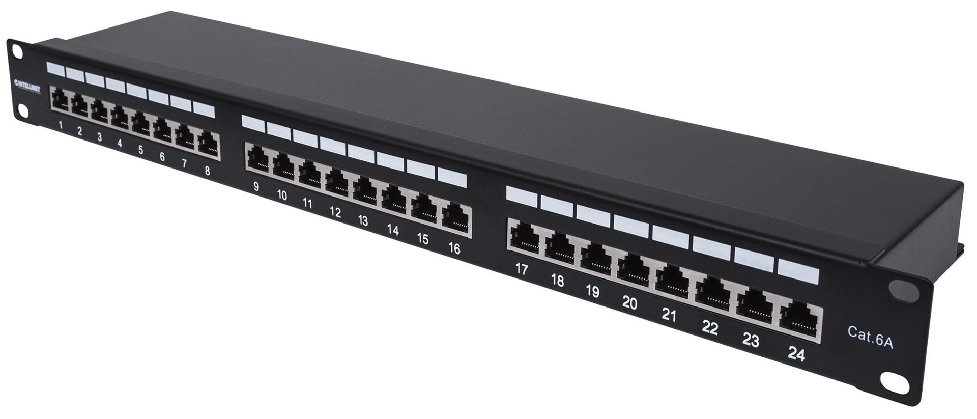 INTELLINET 24-Port Cat6a Patchpanel FTP 1HE schwarz