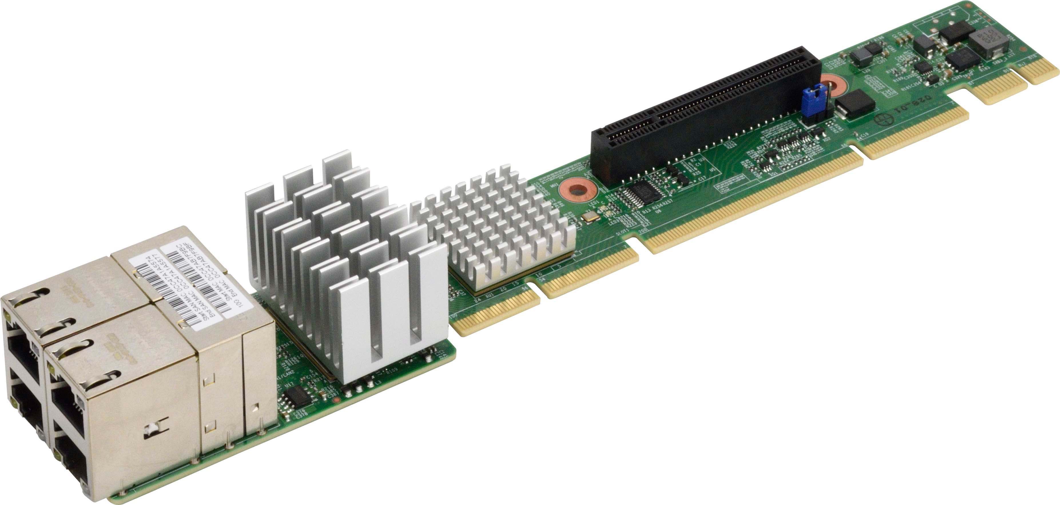 Supermicro 1U Ultra Riser with 4-port 10Gbase-T, Intel XL710 and X557 AOC-UR-i4XTF-O