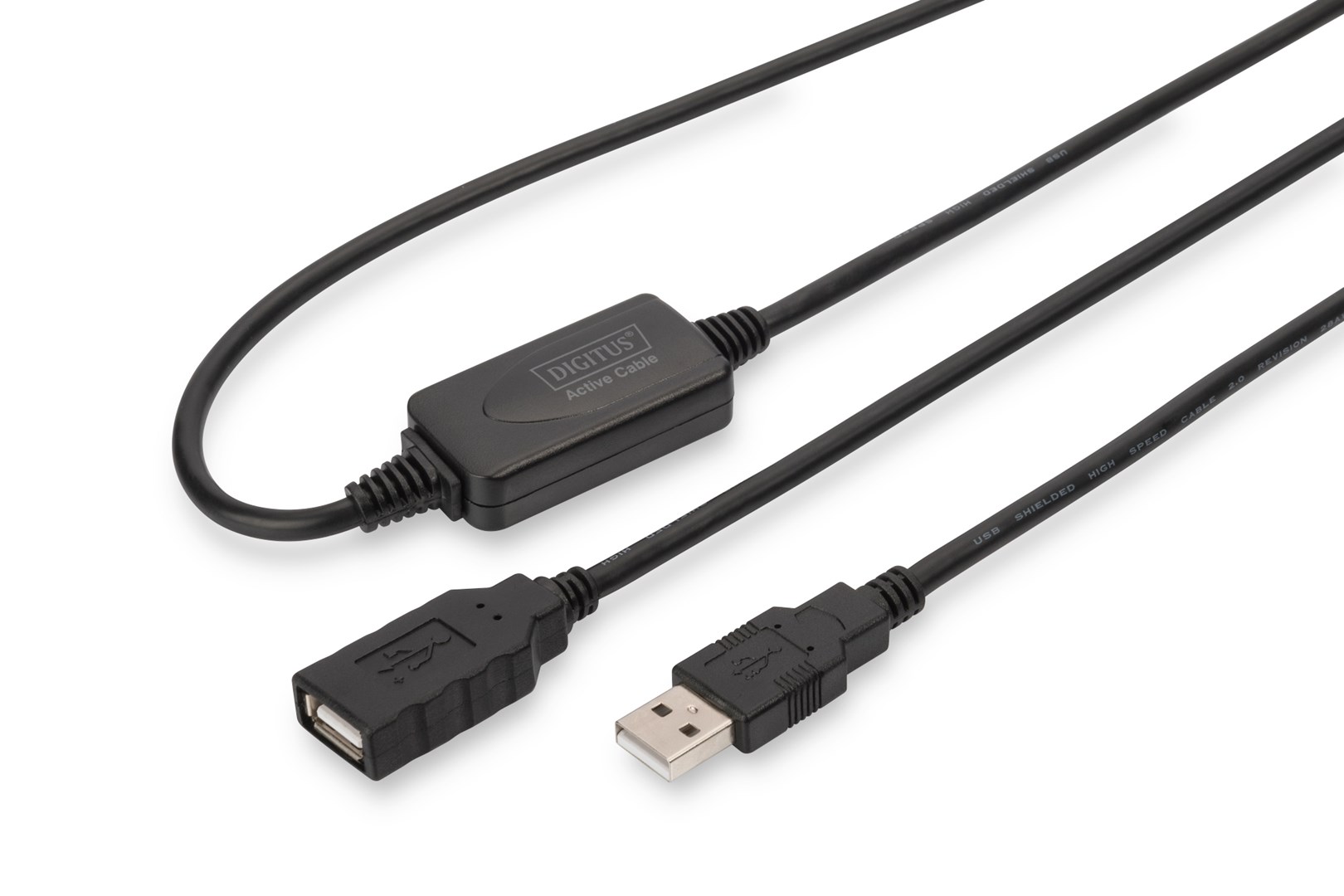 Kabel DIGITUS DA-73100-1 (USB M - USB F; 10m; kolor czarny)