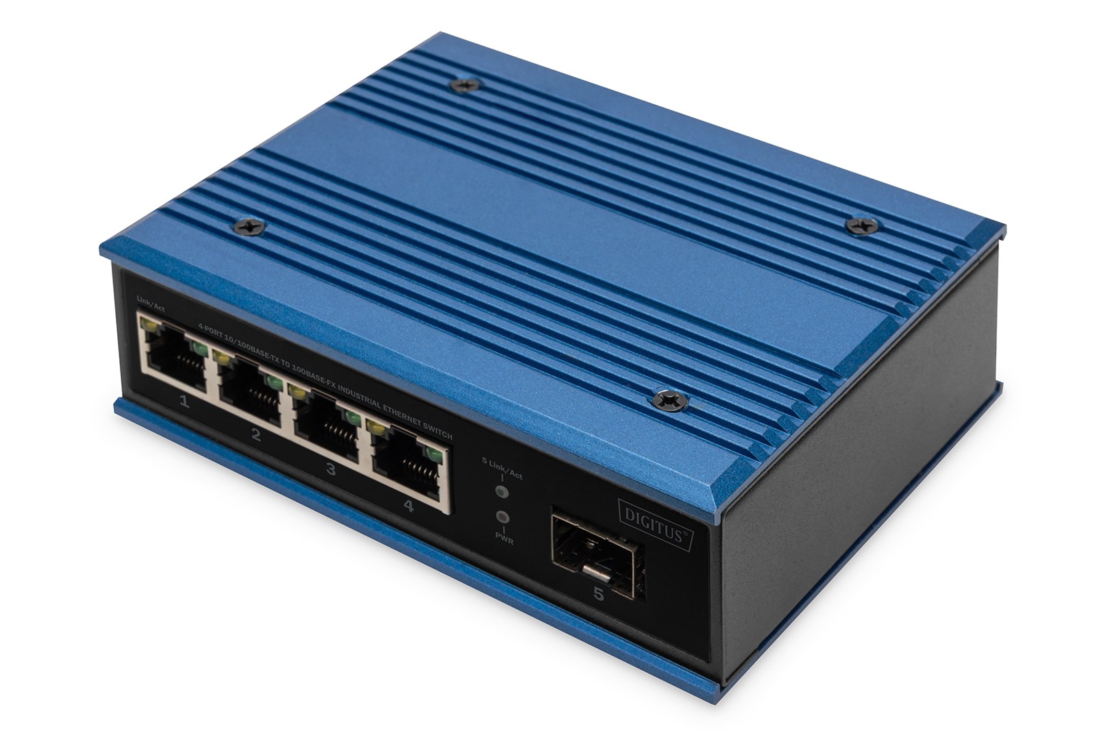 Przemysłowy switch 4x 100 Base-TX + 1x uplink 100Base-FX (bez modułu) DIN rozszerzony zakres temp.