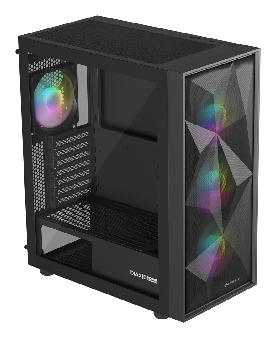 NATEC OBUDOWA GAMINGOWA GENESIS DIAXID 605 ARGB MIDI TOWER USB-C Z OKNEM CZARNA