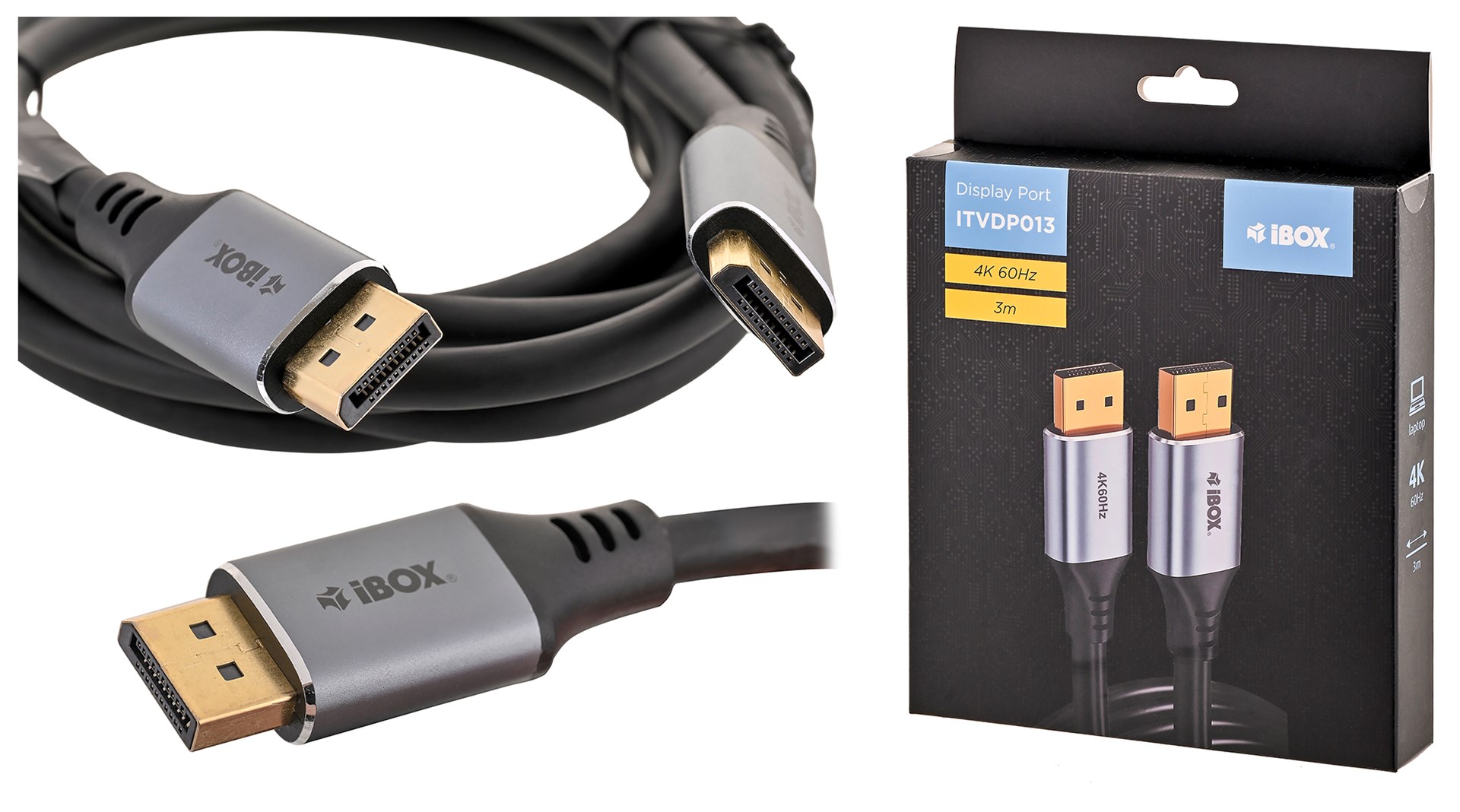 Kabel DisplayPort 4k60Hz złota wtyczka 3m