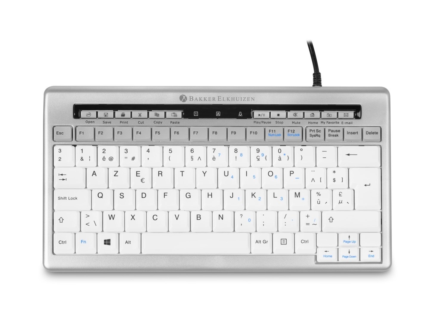 BakkerElkhuizen S-board 840 klawiatura Biuro USB QWERTY British English Jasny Szary, Biały