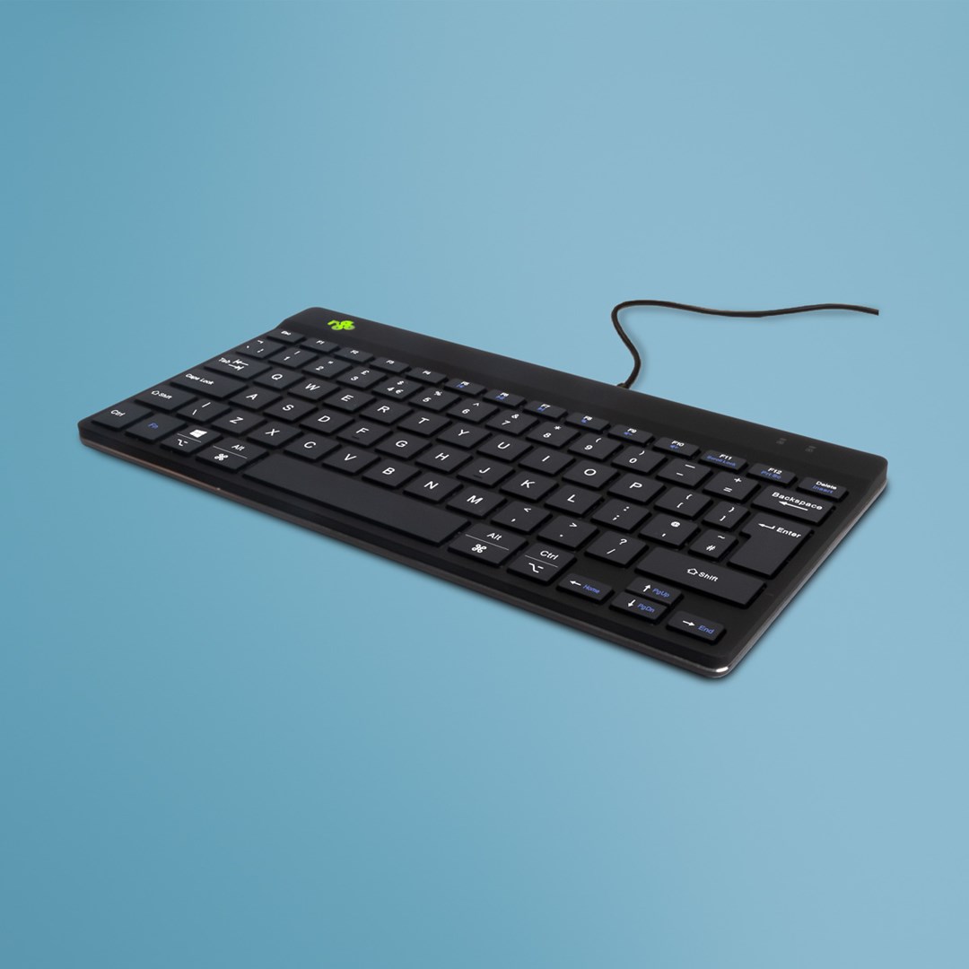 R-Go Tools Ergonomiczna R-Go Compact Break klawiatura, z oprogramowaniem do robienia przerw, QWERTY (UK), przewodowa, czarna