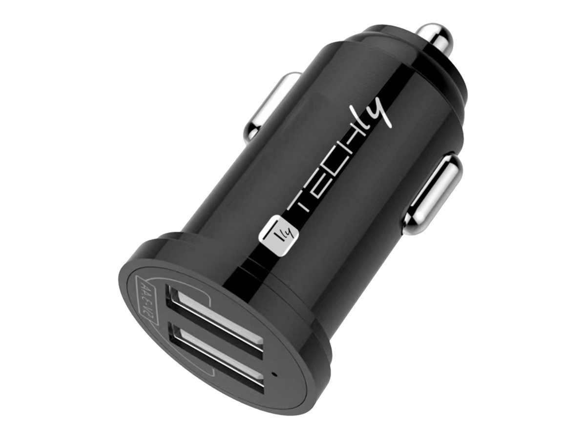 TECHLY Mini Car Charger 2 USB-A Ports 12W / 2.4A Black