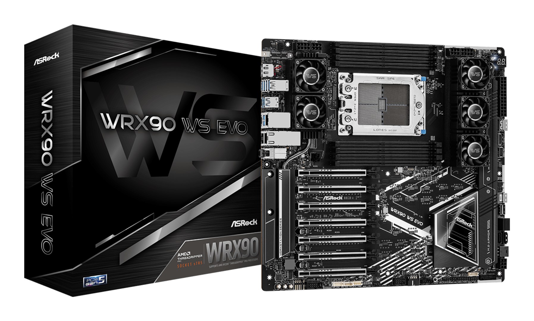 Płyta główna ASRock WRX90 WS EVO 1×sTR5 AMD Threadripper PRO 9000 WRX90 DDR5 DIMM 8×DIMM 2TB EEB 2×10GbE PCIe 5.0 4×SATA 2×M.2 USB4 IPMI
