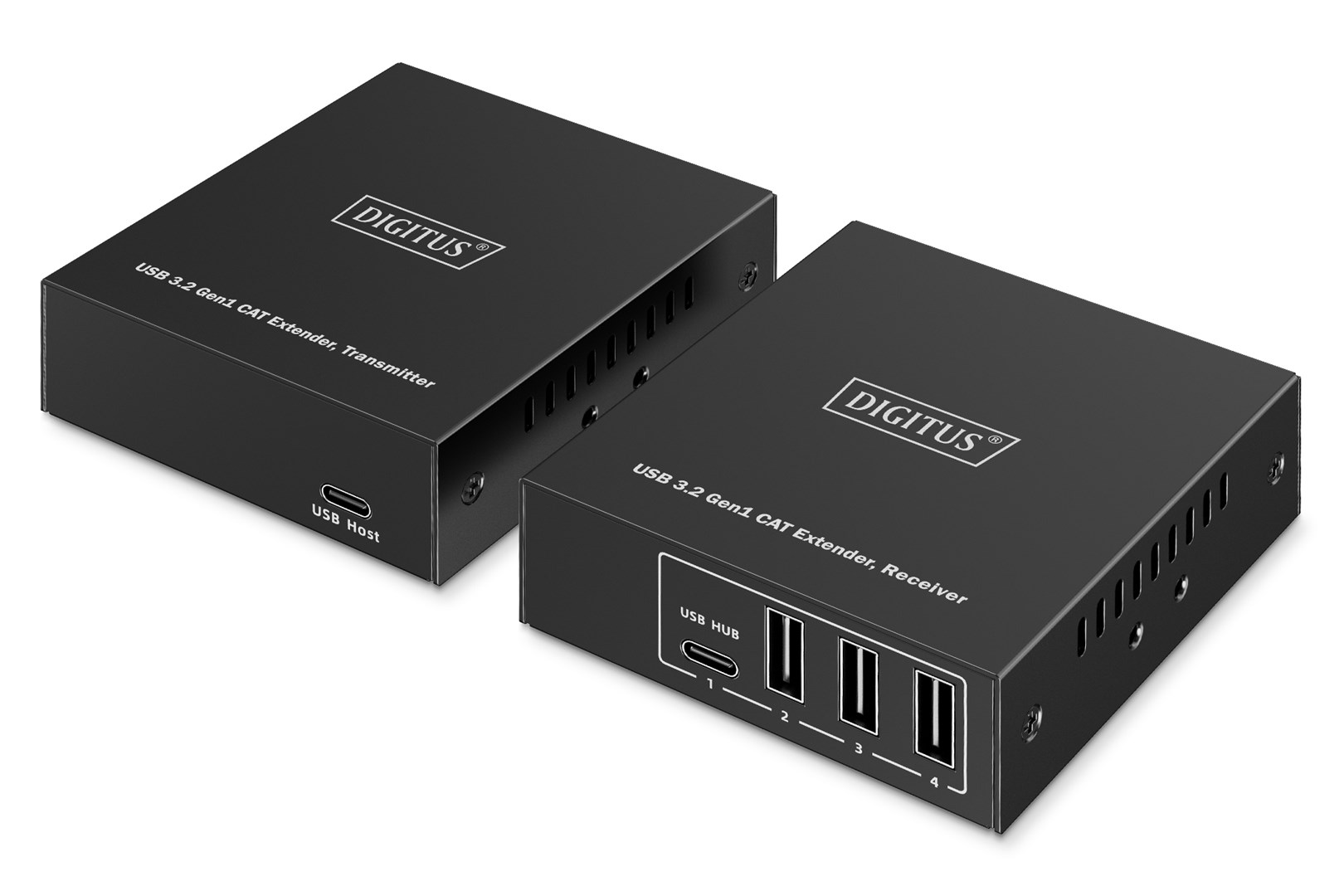 Przedłużacz (extender) po skrętce kat.6A USB 3.1 Gen1 do 100m, 3x USB-A, 1x USB-C do 5 Gbps, 1x RJ45 (Gigabit Ethernet) - zestaw (odbiornik/nadajnik)