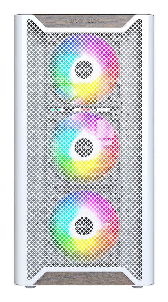 Drewniana obudowa PC Montech XR, Midi-Tower, ATX, ARGB, Szkło hartowane - biała