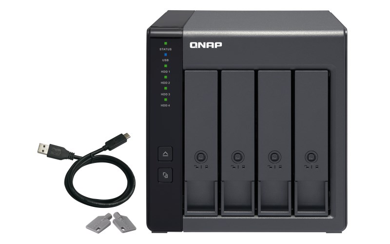 Qnap TR-004 Expansion unit ,Tower, 4x 3.5" SATA HDD, USB 3.0 type-C hardware RAID external enclosure (USB-C to USB-A cable include)