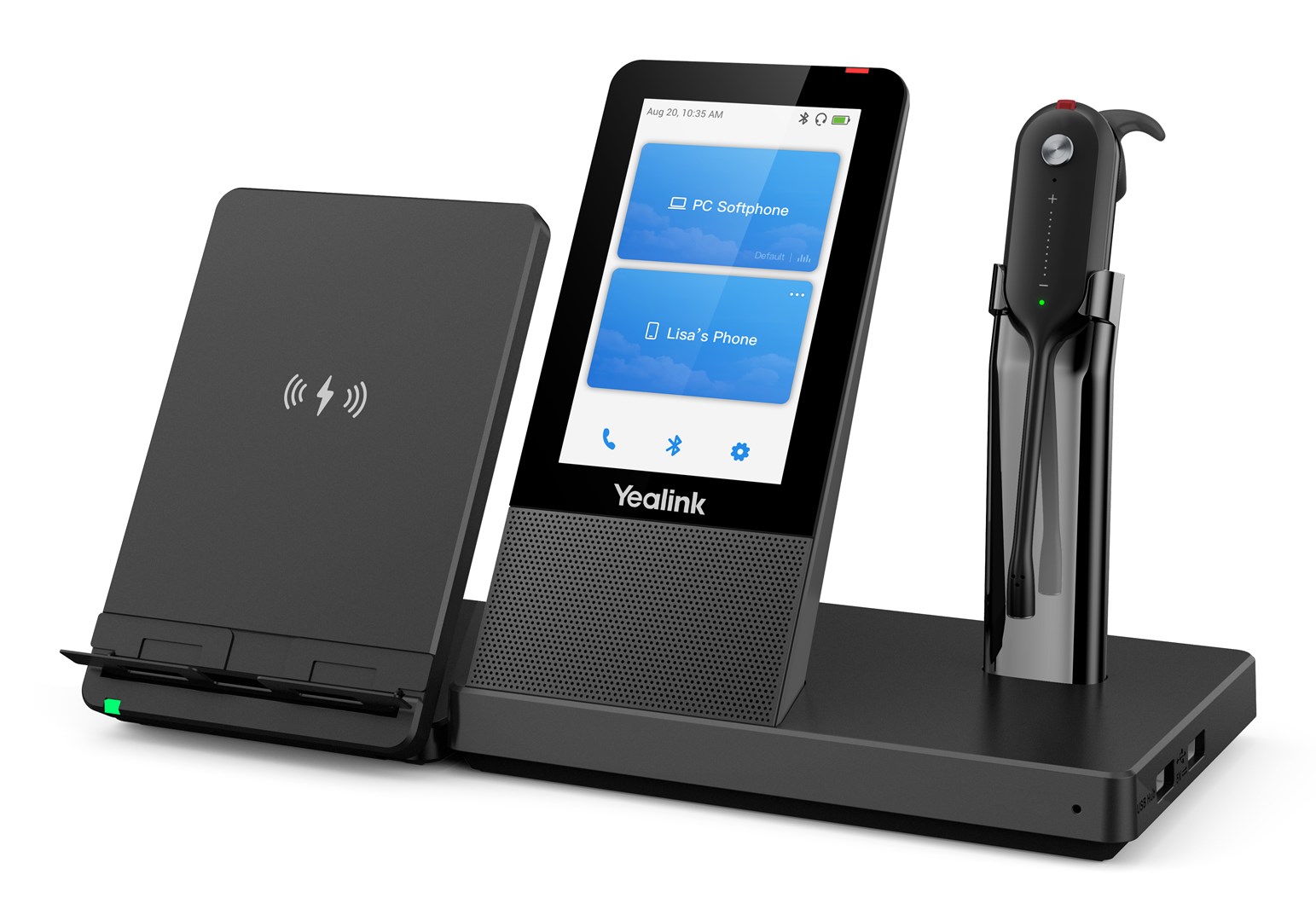 Yealink WH67 UC Zestaw słuchawkowy Bezprzewodowy Nauszny, Opaska na głowę, Opaska na szyję Biuro/centrum telefoniczne Bluetooth Podstawka do ładowania Czarny