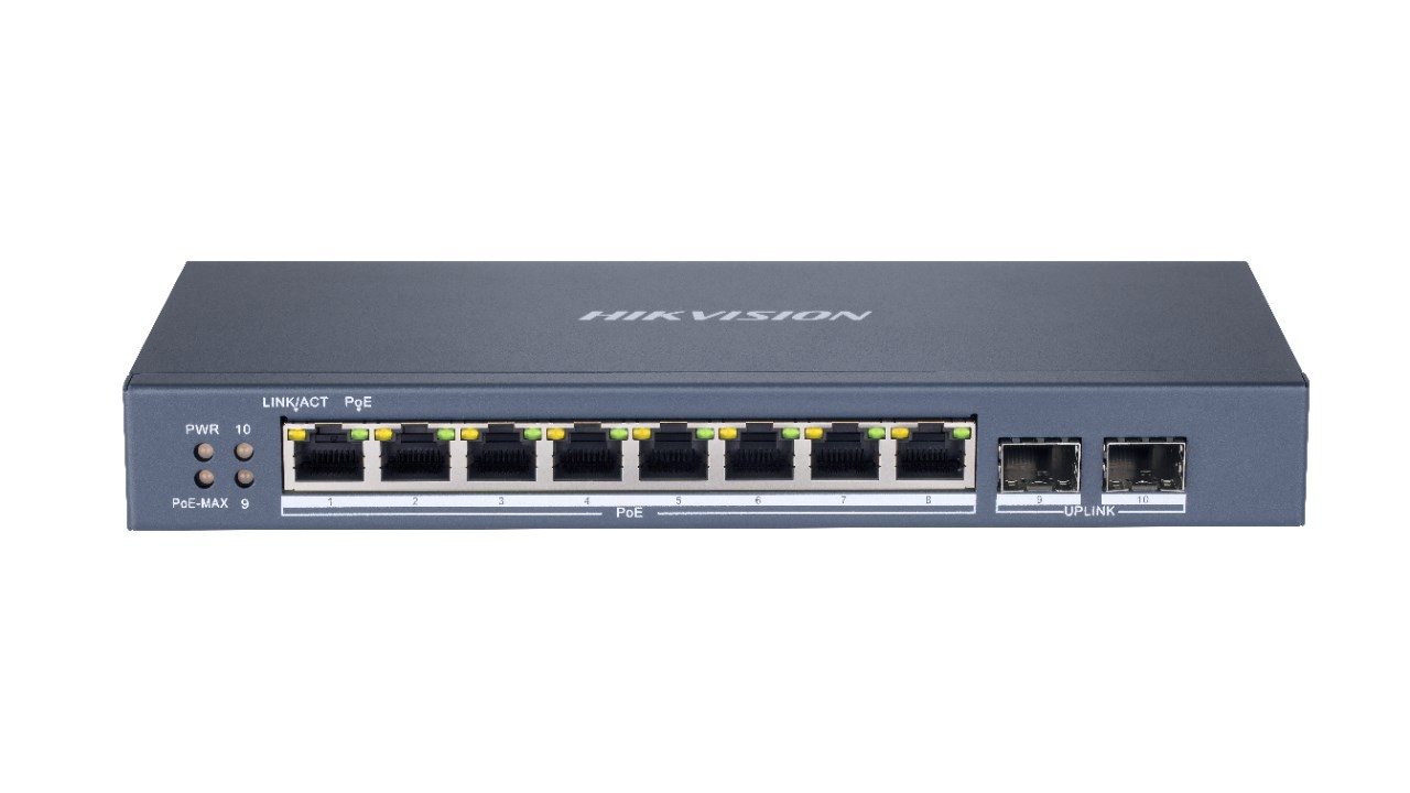 Hikvision DS-3E1510P-SI łącza sieciowe Zarządzany L2 Gigabit Ethernet (10/100/1000) Obsługa PoE Czarny