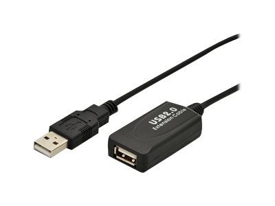 Przedłużacz/Extender USB 2.0 HighSpeed Typ USB A/USB A M/Ż aktywny, czarny 5m
