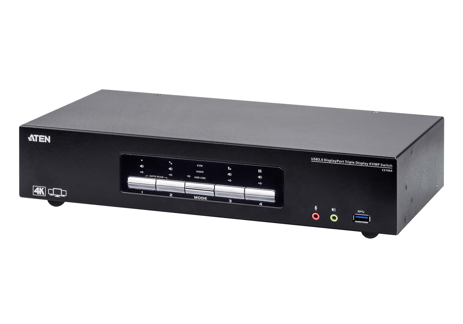 ATEN Przełącznik KVM Switch 4P USB3.0 4K DP Triple View KVMP S