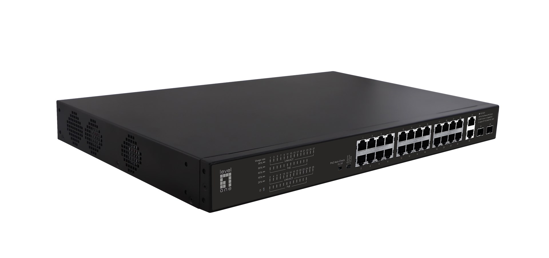 Przełącznik LevelOne FE PoE+ 28-portowy 19" 390W 1Gbps