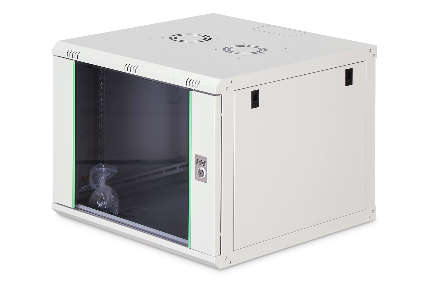 Szafa sieciowa wisząca DYNAmic 19" 9U rack 600x600, drzwi szyba, szary, niedzielona, złożona, 60kg