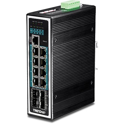 Przełącznik przemysłowy TRENDnet 12Port Gbit zarządzany L2+ PoE+ Metal