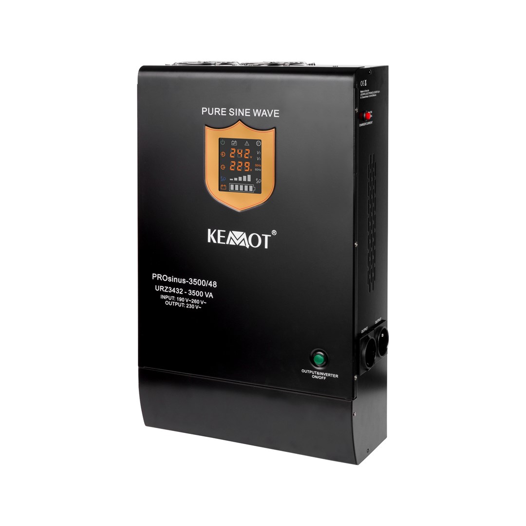 Zasilacz awaryjny KEMOT PROsinus-3500/48 przetwornica z czystym przebiegiem sinusoidalnym i funkcją ładowania 48V 230V 3500VA/2400W - naścienna