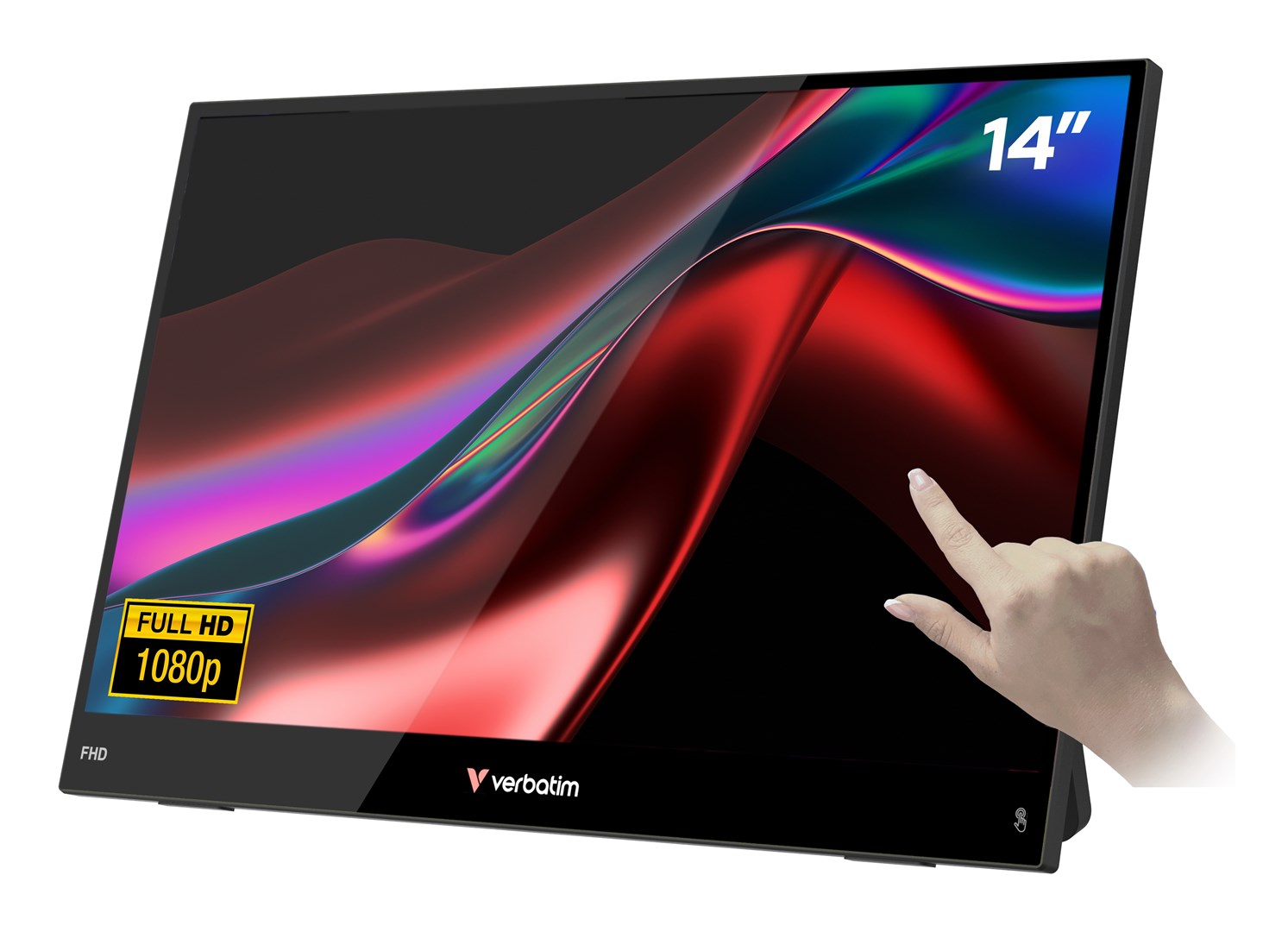 Verbatim Portable 14" FHD Touch Monitor LIGHT Przenośny monitor Czarny 35,6 cm (14") LCD 1920 x 1080 px