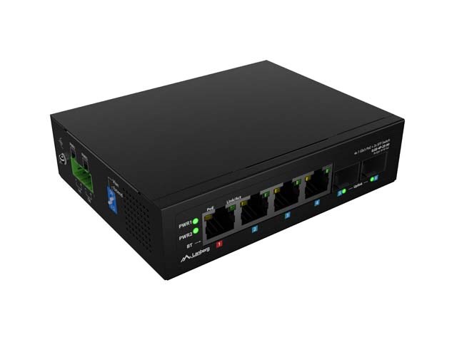 SWITCH LANBERG ILGE-4P-2S-90 LIGHT INDUSTRIAL POE 1XBT 3XAT 2XSFP DIN GIGABIT ETHERNET
