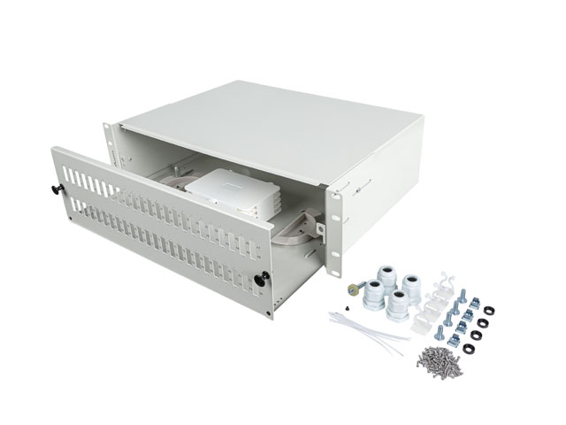 Przełącznica światłowodowa 48XSC Duplex / 48XLC Quad Rack 19 cali 3U szara + akcesoria