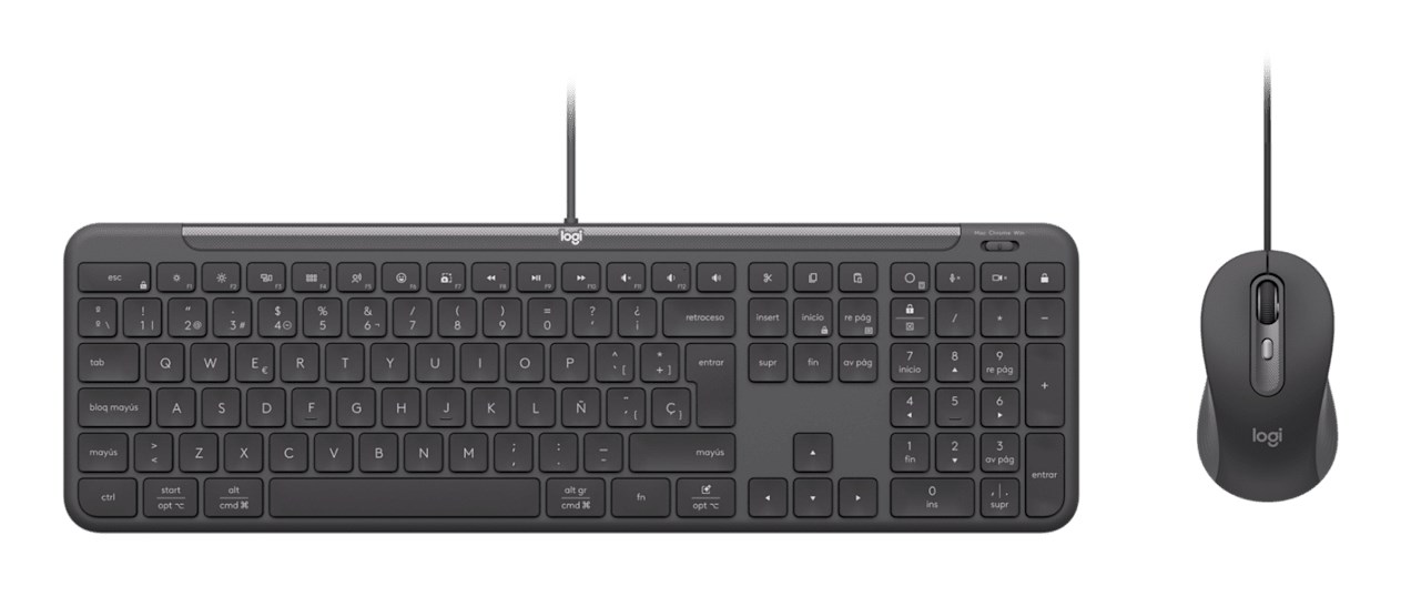 Logitech 920-013343 klawiatura Dołączona myszka Dom/Biuro USB QWERTZ Niemiecki Grafitowy