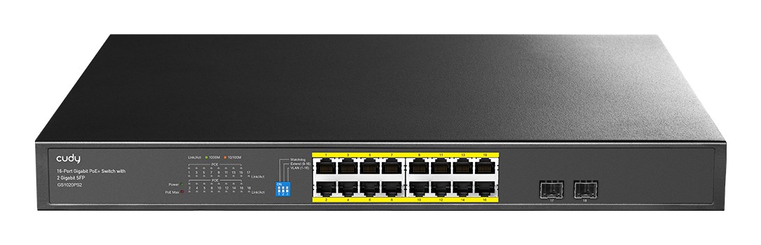 Cudy GS1020PS2 łącza sieciowe Gigabit Ethernet (10/100/1000) Obsługa PoE Czarny