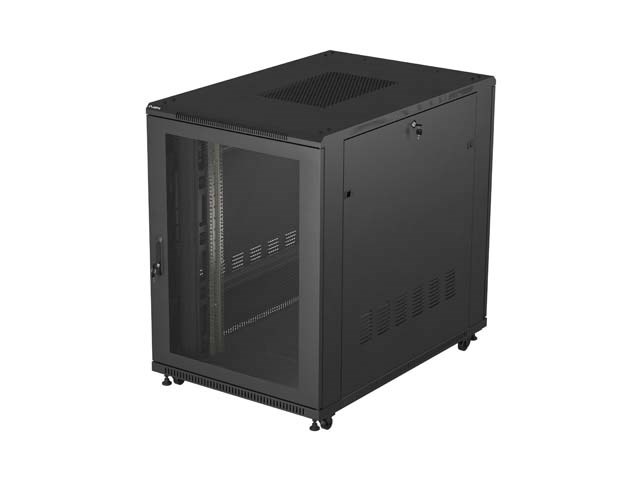 Szafa instalacyjna rack stojąca LANBERG FF01-8222-23B 19" 22U 800X1200 CZARNA DRZWI PERFOROWANE (FLAT PACK)