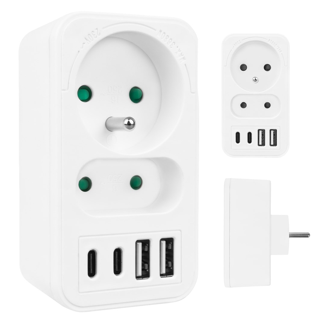 MACLEAN GNIAZDKO PRĄDOWE X2 + 4XUSB MCE249 F/W