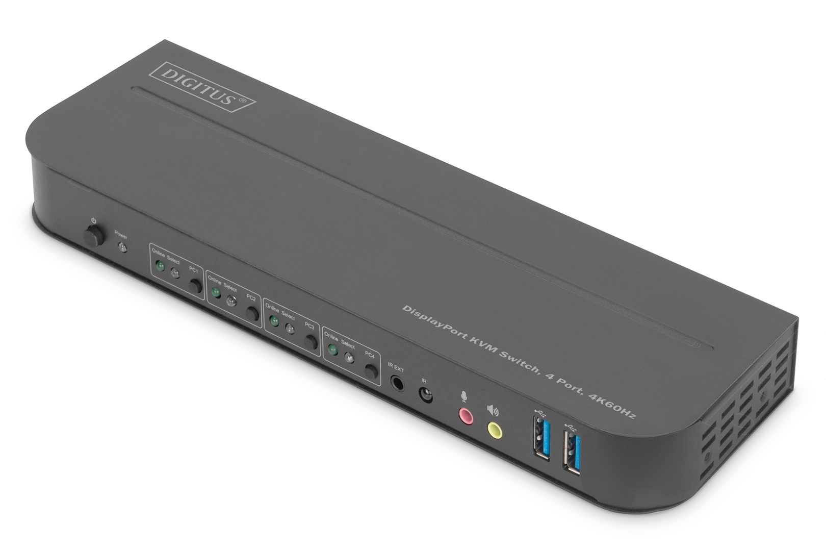 Digitus Przełącznik KVM, 4-portowy, 4K 60 Hz, 4 x DP in, 1 x DP/HDMI out
