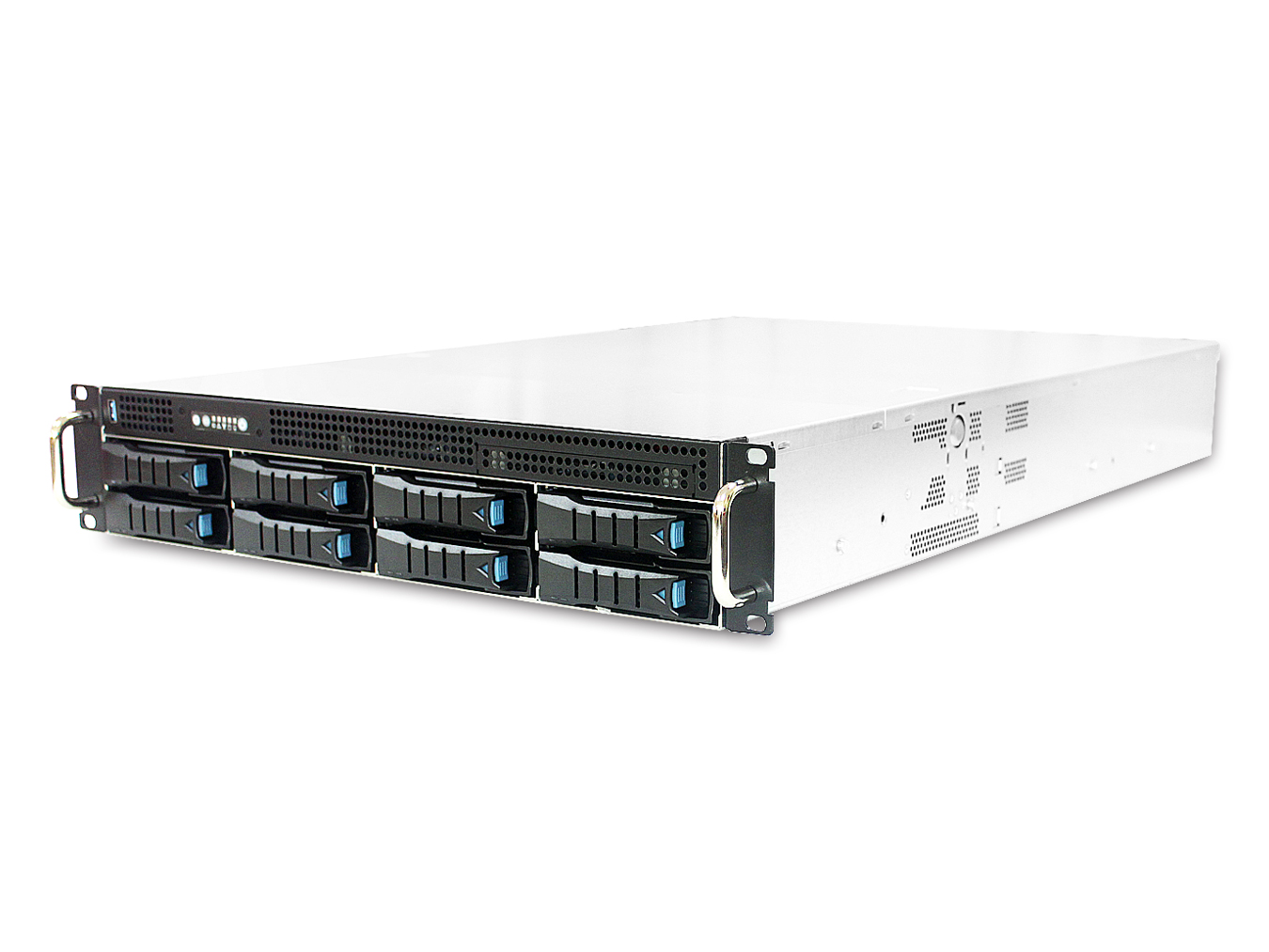 Obudowa AIC RSC-2KT 2U 8x 3.5" bays, 550W redundant, top plate 2x2.5" 15mm only, rail, 2x 4-port 12Gb SATA/SAS backplane