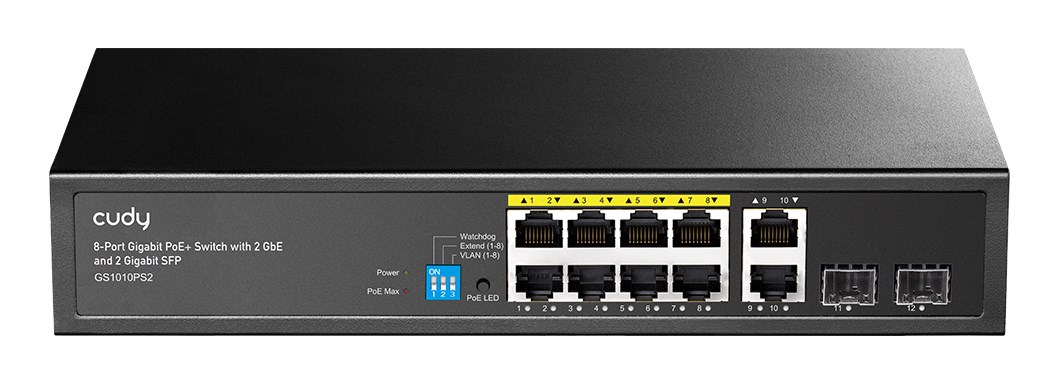 Switch CUDY GS1010PS2 8-GbE PoE z 2 portami