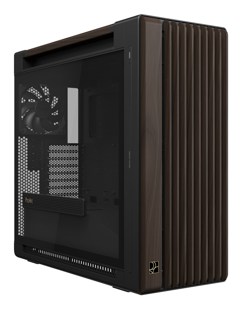 ASUS ProArt PA602 Wood Edition Modern Black - Tempered Glass Panel Midi Tower Czarny, Drewno