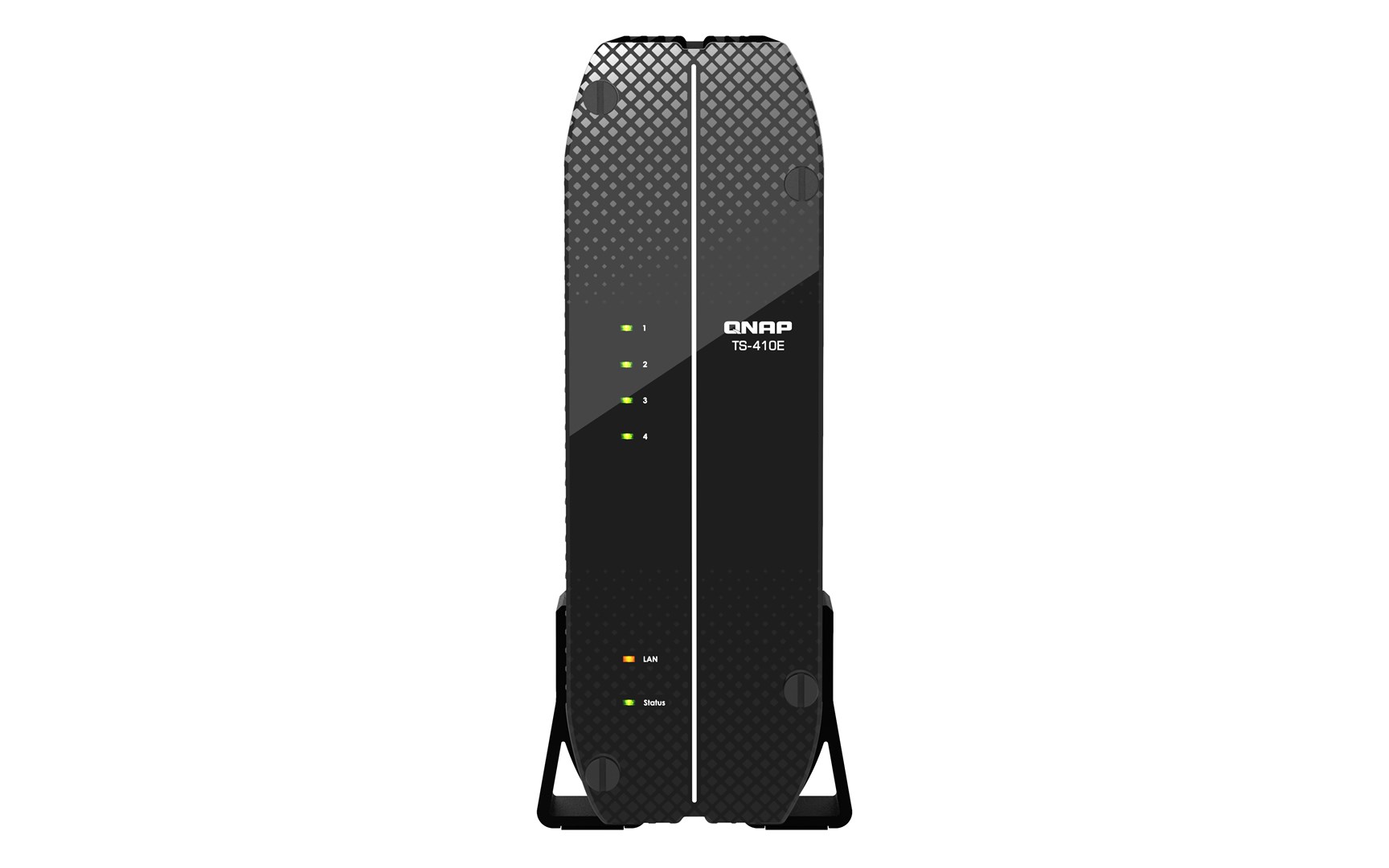 Qnap TS-410E-8G, Tower, 4 x 2.5" SATA SSD , Intel Celeron J6412 4C/4T, onboard 8GB (not expandable), 2 x 2.5GbE, External adapter (PSU)
