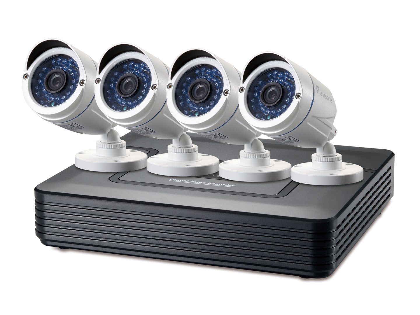 LevelOne CCTV 8-kanałowy zestaw 2MP/IP66/H.264/1x3.5"/IR-30m biały