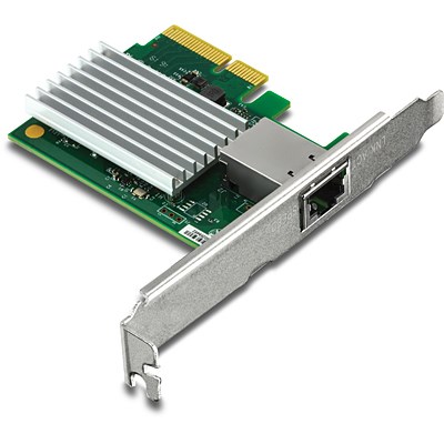Karta sieciowa Trendnet TEG-10GECTX, wewnętrzna, przewodowa, PCI Express, Ethernet, 10000 Mbit/s, zielony, szary