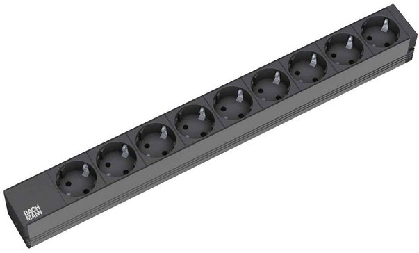 Bachmann 9x Schuko, 2m rozgałęziacz 9 x gniazdo sieciowe Czarny