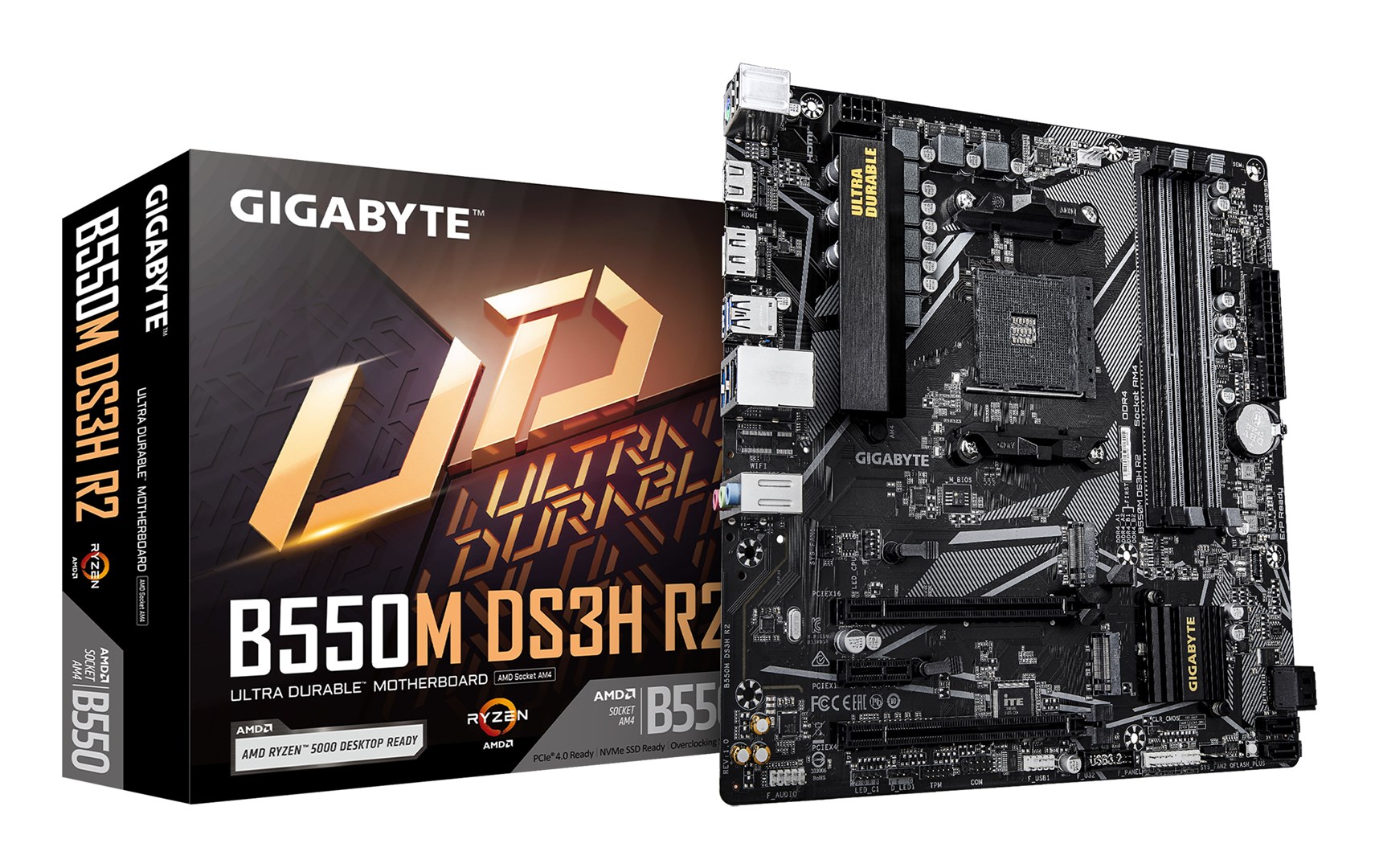 Płyta główna Gigabyte B550M DS3H R2, AMD B550, AM4, 4xDDR4, mATX