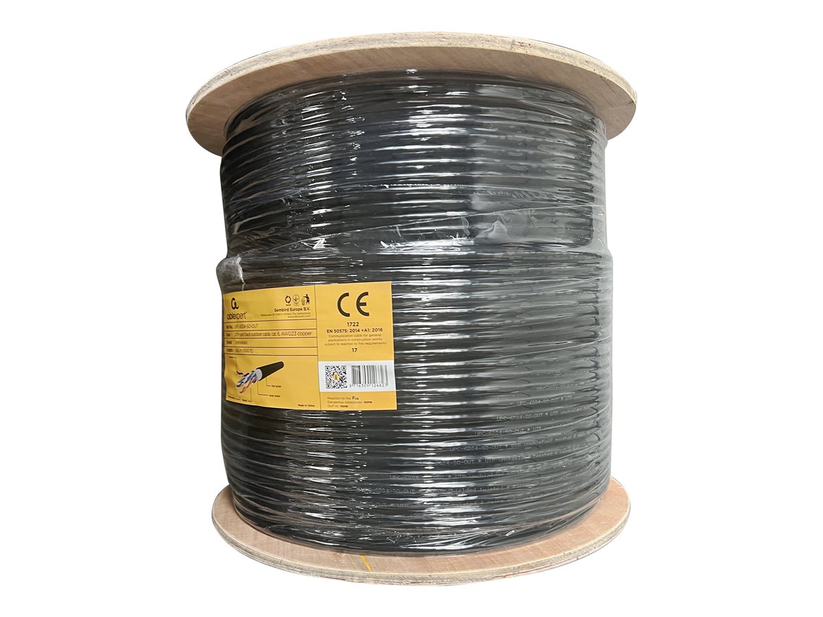 Kabel sieciowy LAN UTP, kat. 6, drut, 305m, zewnętrzny, czarny