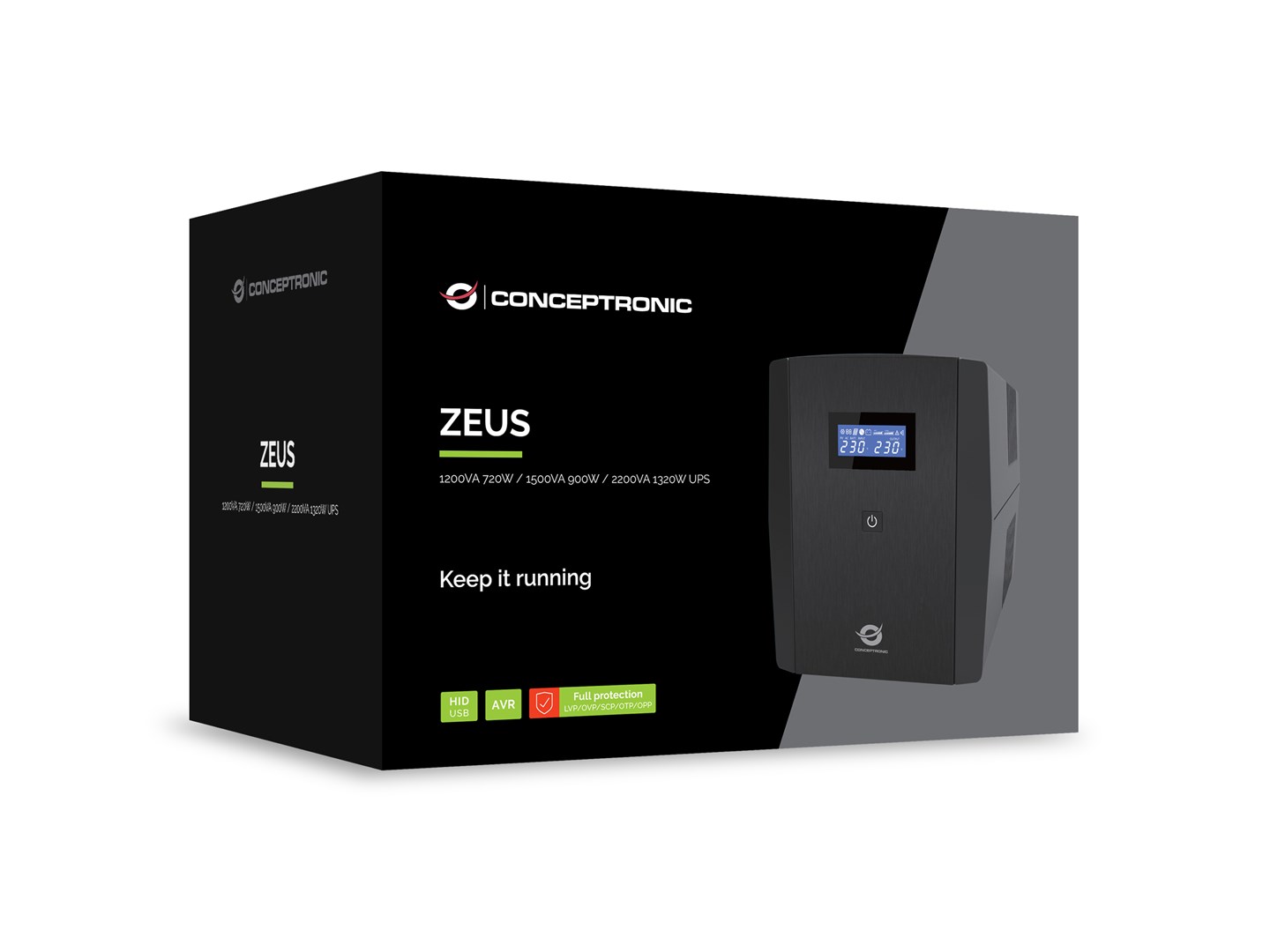 Zasilacz awaryjny UPS Conceptronic 2200 VA/1320 W/4 W/Wielka Brytania/HID USB/RJ45in/wyjście/AVR sw