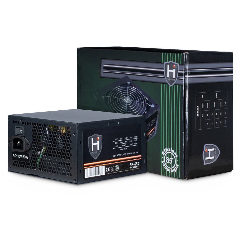 Zasilacz Inter-Tech HIPOWER SP-650 650W 20+4 pin ATX ATX Czarny