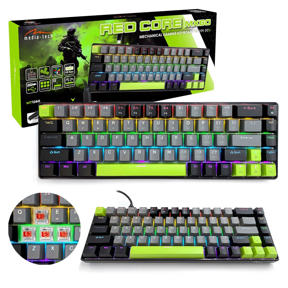 MEDIA-TECH KLAWIATURA MECHANICZNA 60% MT1260