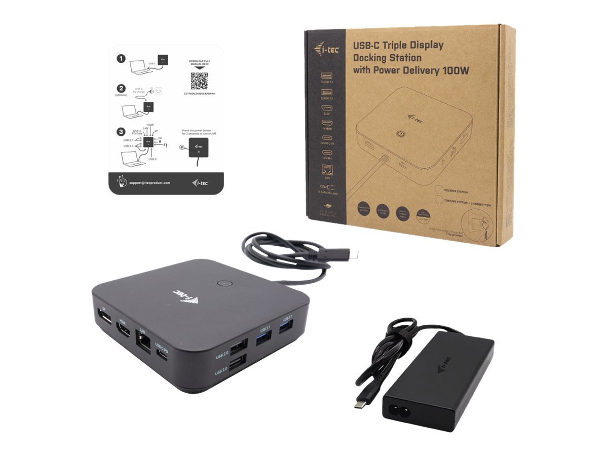 Stacja dokująca USB-C HDMI Dual DP Docking Station Power Delivery 100 W + i-tec Universal Charger 100 W
