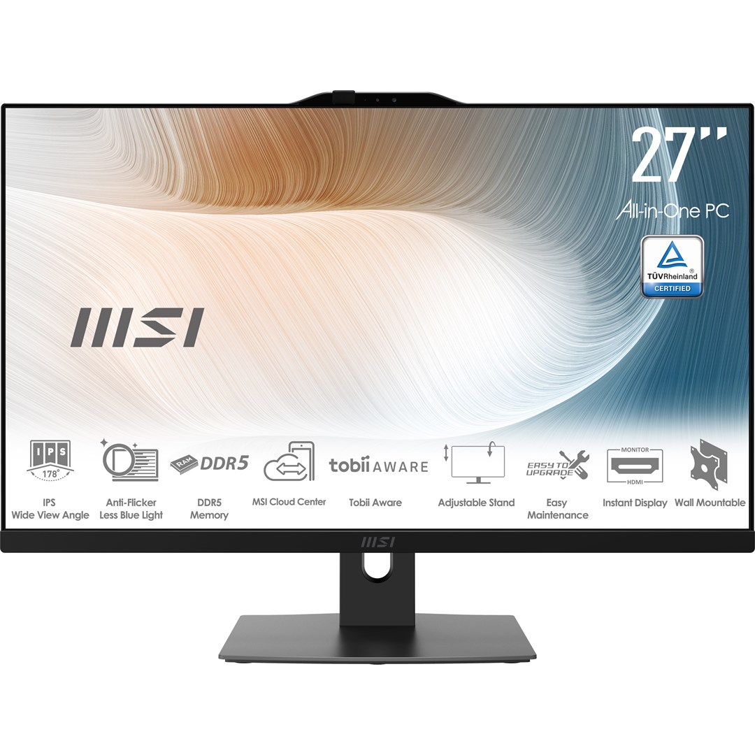 MSI Modern AM272P 1M-1235AT komputer wielofunkcyjny All-in-One Intel Core 7 150U 68,6 cm (27") 1920 x 1080 px All-in-One PC 16 GB DDR5-SDRAM 1 TB SSD Windows 11 Pro Wi-Fi 6E (802.11ax) Czarny